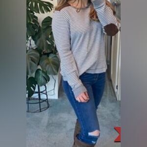 Lauren Ralph Lauren Shirt Womens Large Casual Striped Elbow Accents Teacher